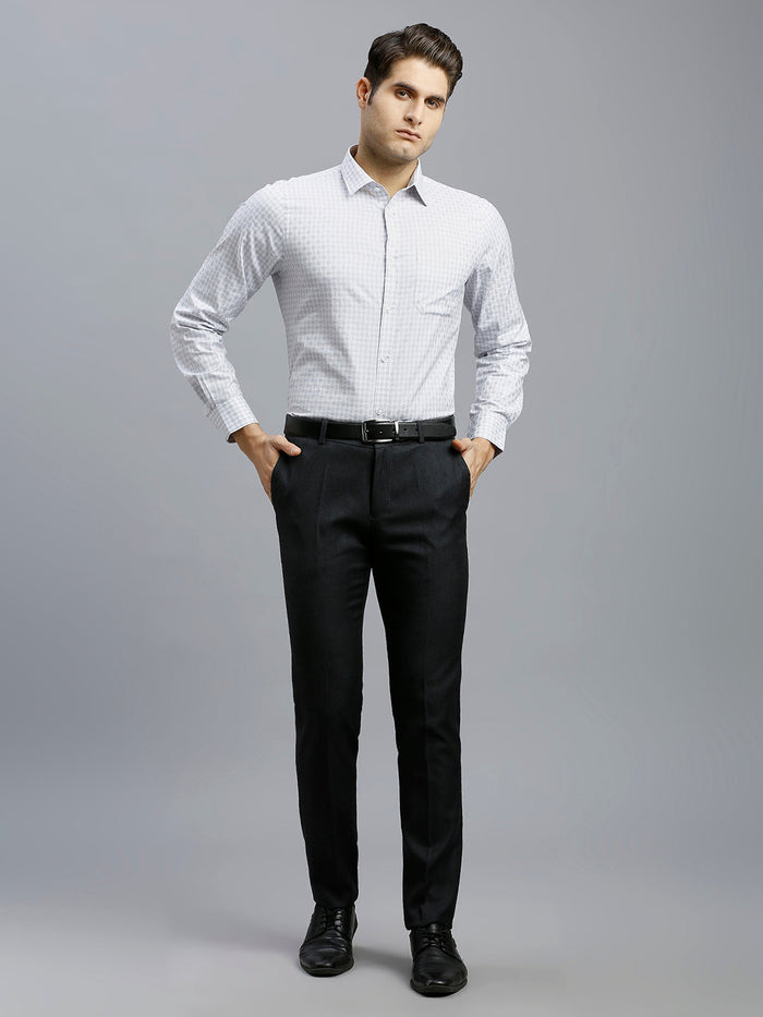 Modern Black Plain Poly Viscose Elastane Tailor Fit Formal Cross Pocket Trouser