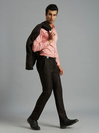 Charcoal Dobby Y/D Poly Viscose Elastane Auto Fit Formal Cross Pocket Trousers