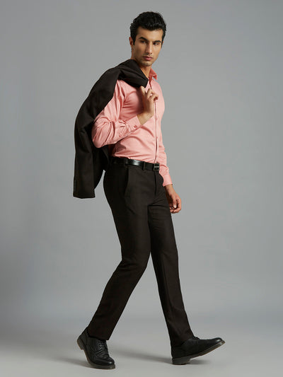 Charcoal Dobby Y/D Poly Viscose Elastane Auto Fit Formal Cross Pocket Trousers