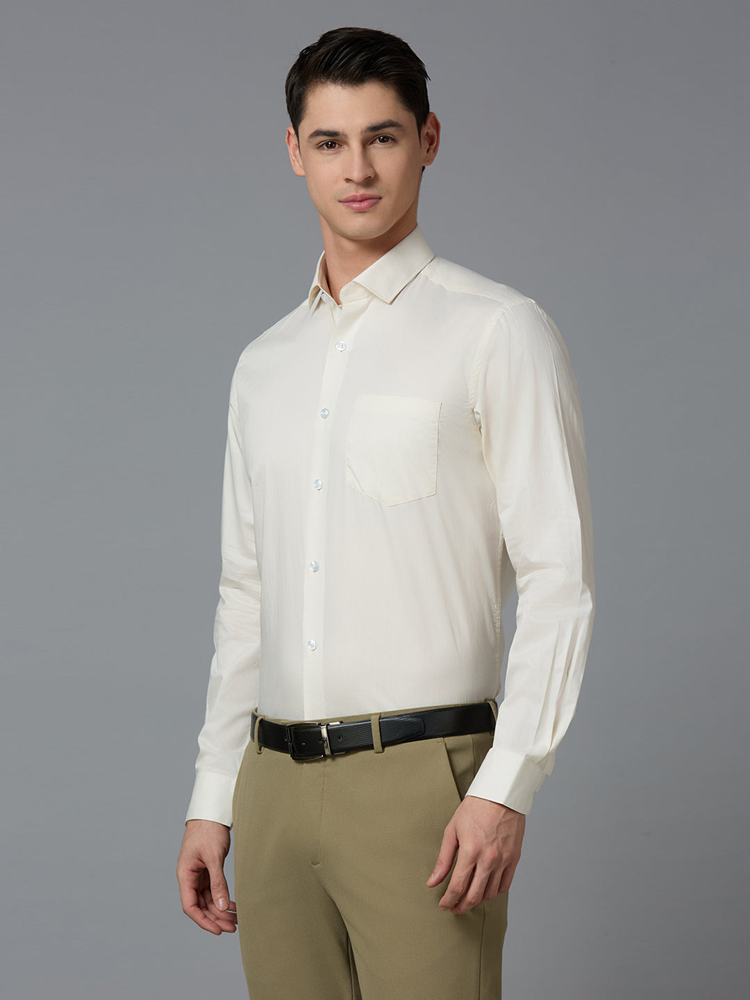 Fawn Solid 100% Cotton Regular Fit Formal Essential Full Sleeve Shirt