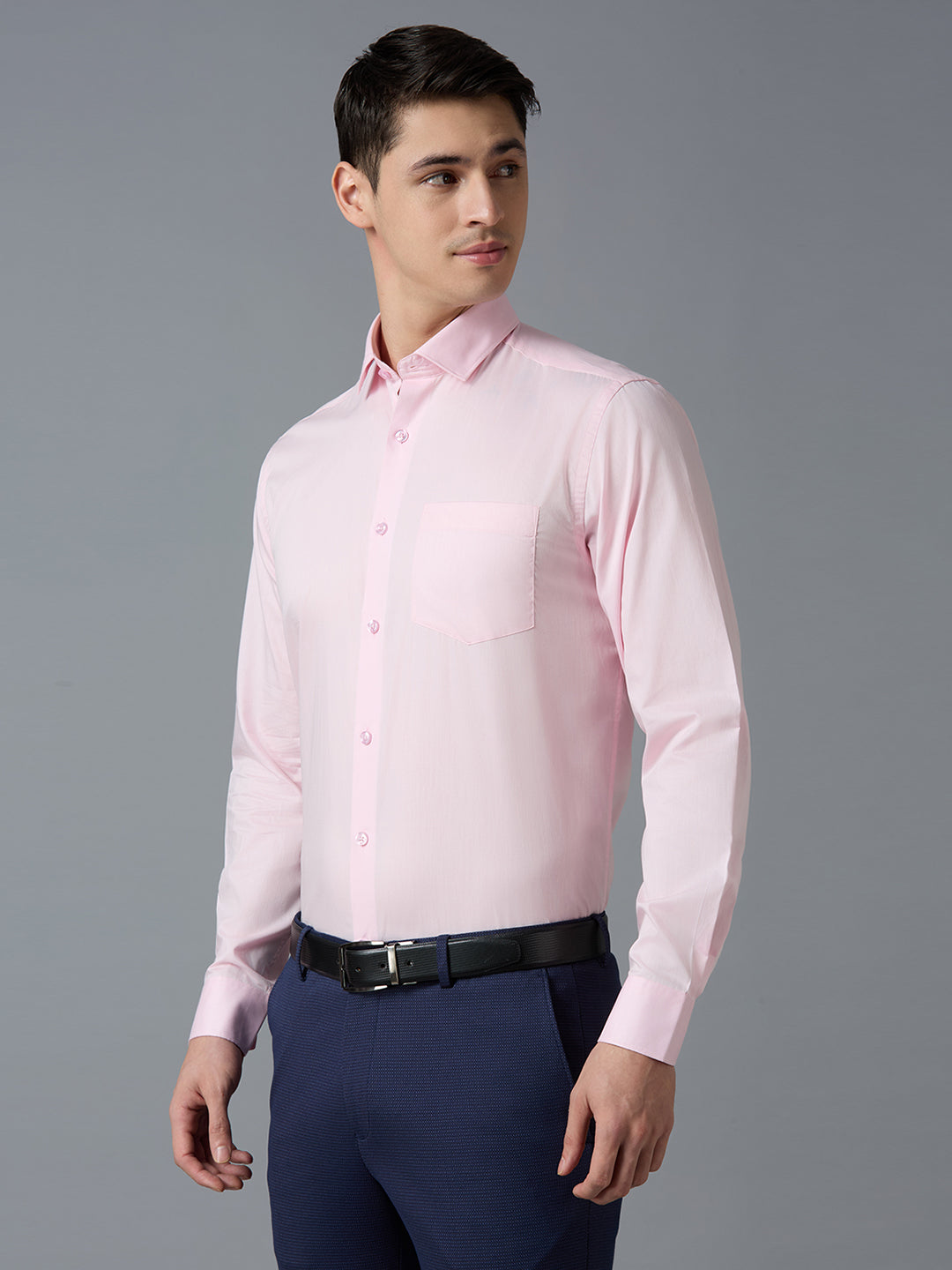 Pink Solid 100% Cotton Regular Fit Formal Essential Full Sleeve Shirt