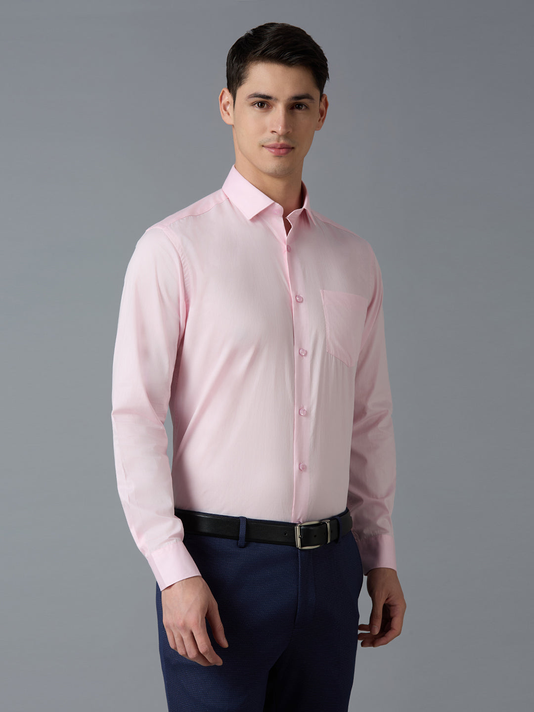 Pink Solid 100% Cotton Regular Fit Formal Essential Full Sleeve Shirt