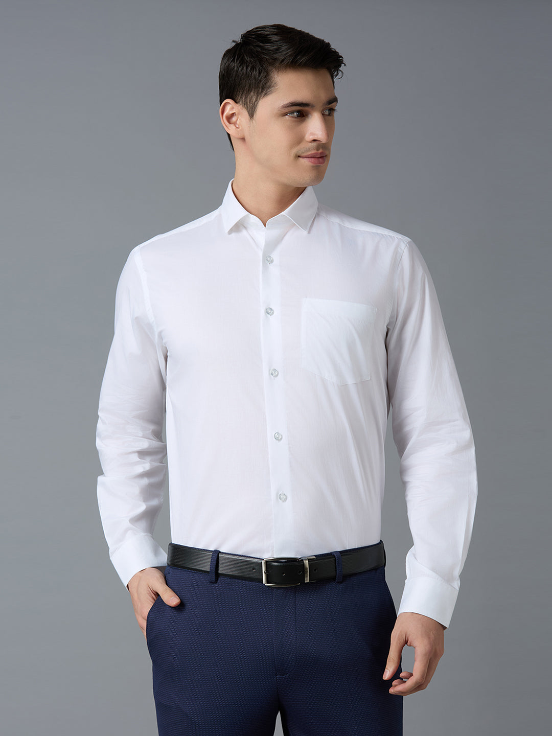 White Solid 100% Cotton Regular Fit Formal Essential Full Sleeve Shirt