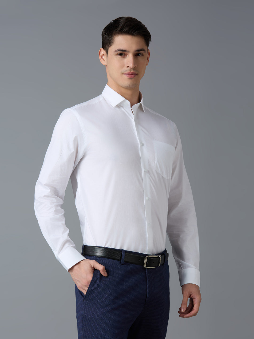 White Solid 100% Cotton Regular Fit Formal Essential Full Sleeve Shirt