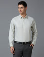 Beige & Cream Dobby Checks 100% Cotton Slim Fit Formal Full Sleeve Shirts