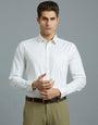 White & Beige Stripe 100% Cotton Regular Fit Formal Full Sleeve Shirt