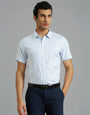 White & Blue Stripe 100% Cotton Slim Fit Formal Half Sleeve Shirt