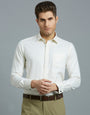 Cream Dobby Y/D 100% Cotton Regular Fit Formal Full Sleeve Shirt