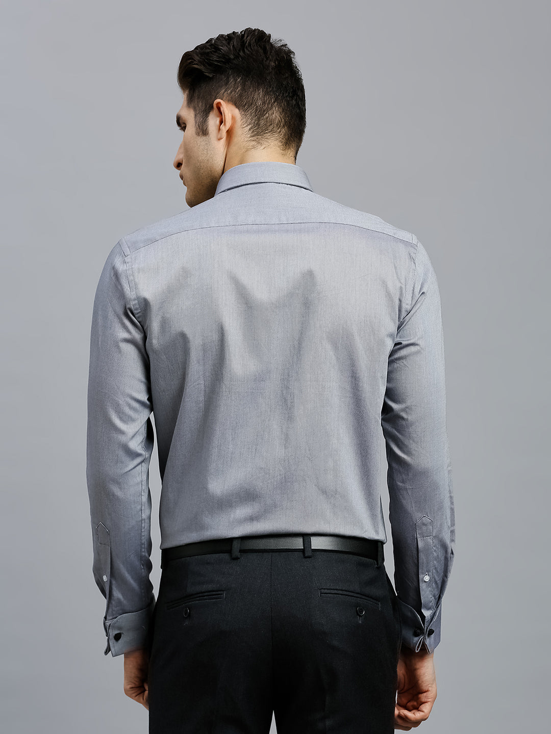 Grey Dobby Y/D 100% Cotton Regular Fit Formal Full Sleeve Shirts