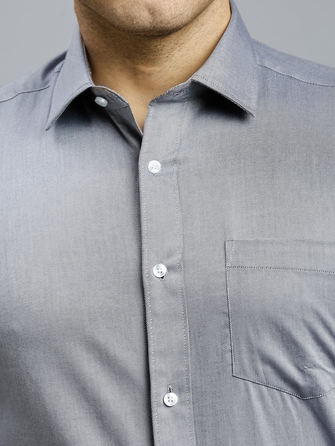 Grey Dobby Y/D 100% Cotton Regular Fit Formal Full Sleeve Shirts
