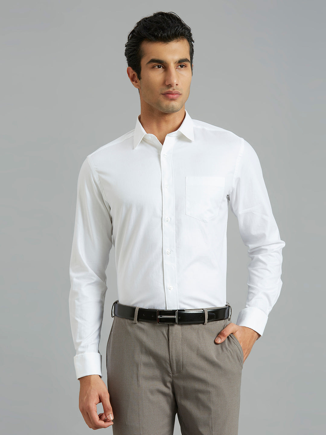 White Dobby Y/D 100% Cotton Regular Fit Formal Full Sleeve Shirt