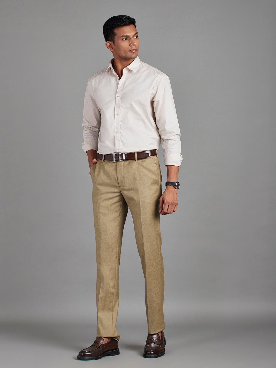 Mid Mix Brown Menswear Bottomwear Trousers