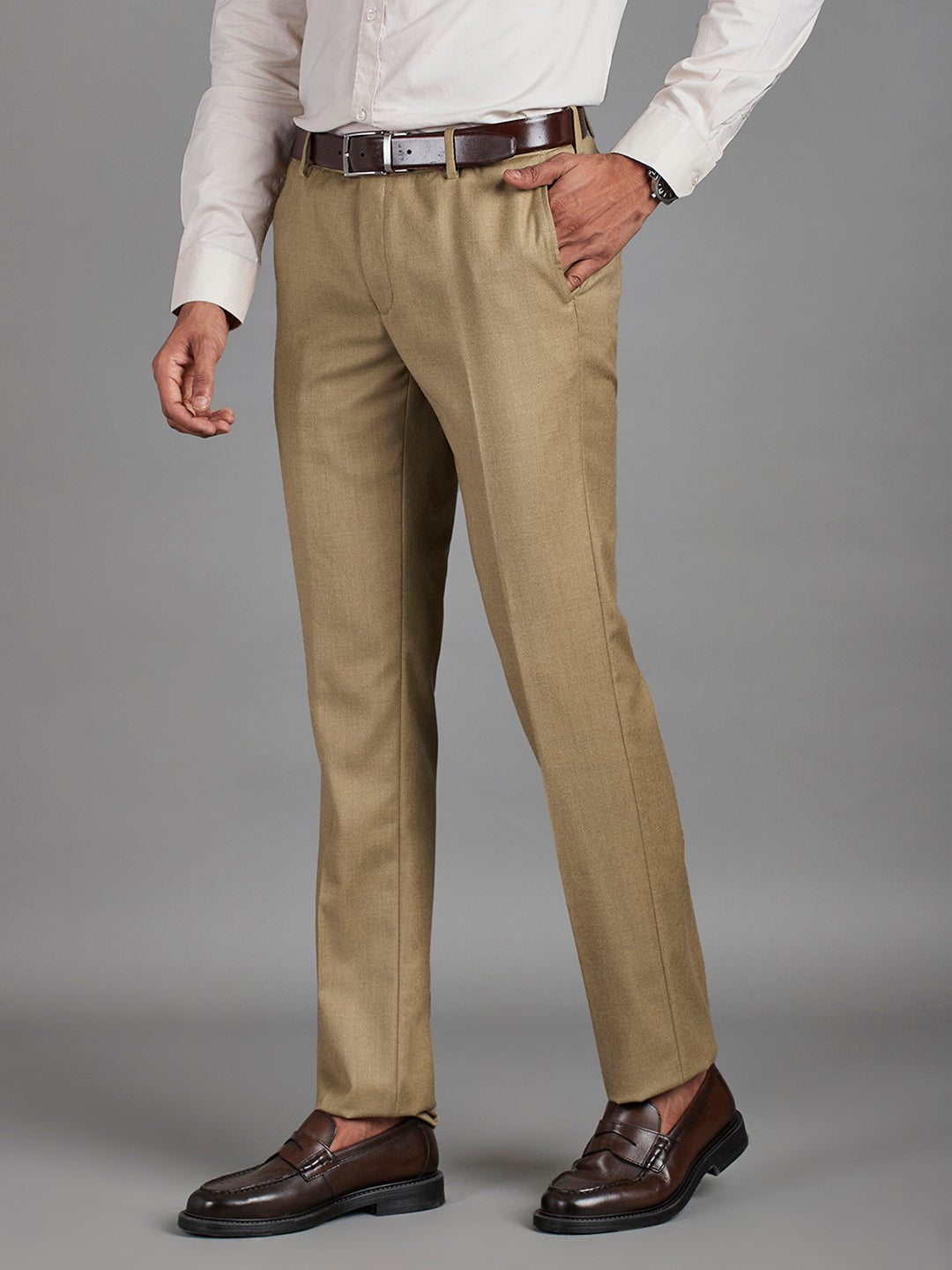 Mid Mix Brown Menswear Bottomwear Trousers
