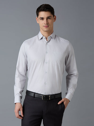 Grey Dobby Y/D 100% Cotton Regular Fit Formal Essential Full Sleeve Shirt
