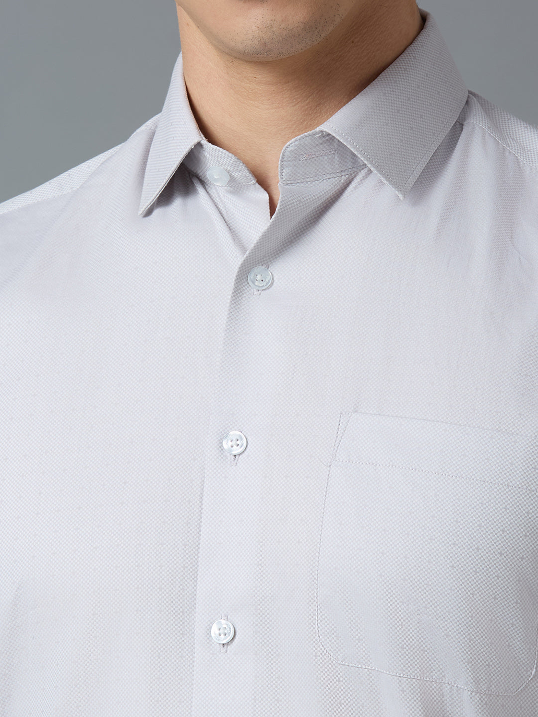 Grey Dobby Y/D 100% Cotton Regular Fit Formal Essential Full Sleeve Shirt
