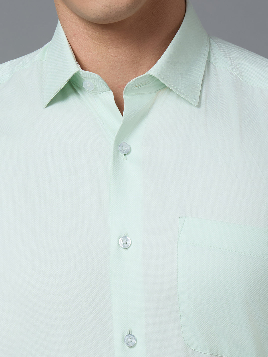 Light Green Dobby Y/D 100% Cotton Regular Fit Formal Essential Full Sleeve Shirt