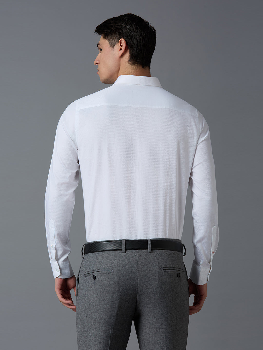 Smart White Dobby Y/D 100% Cotton Slim Fit Fashion Formal Full Sleeve Shirt