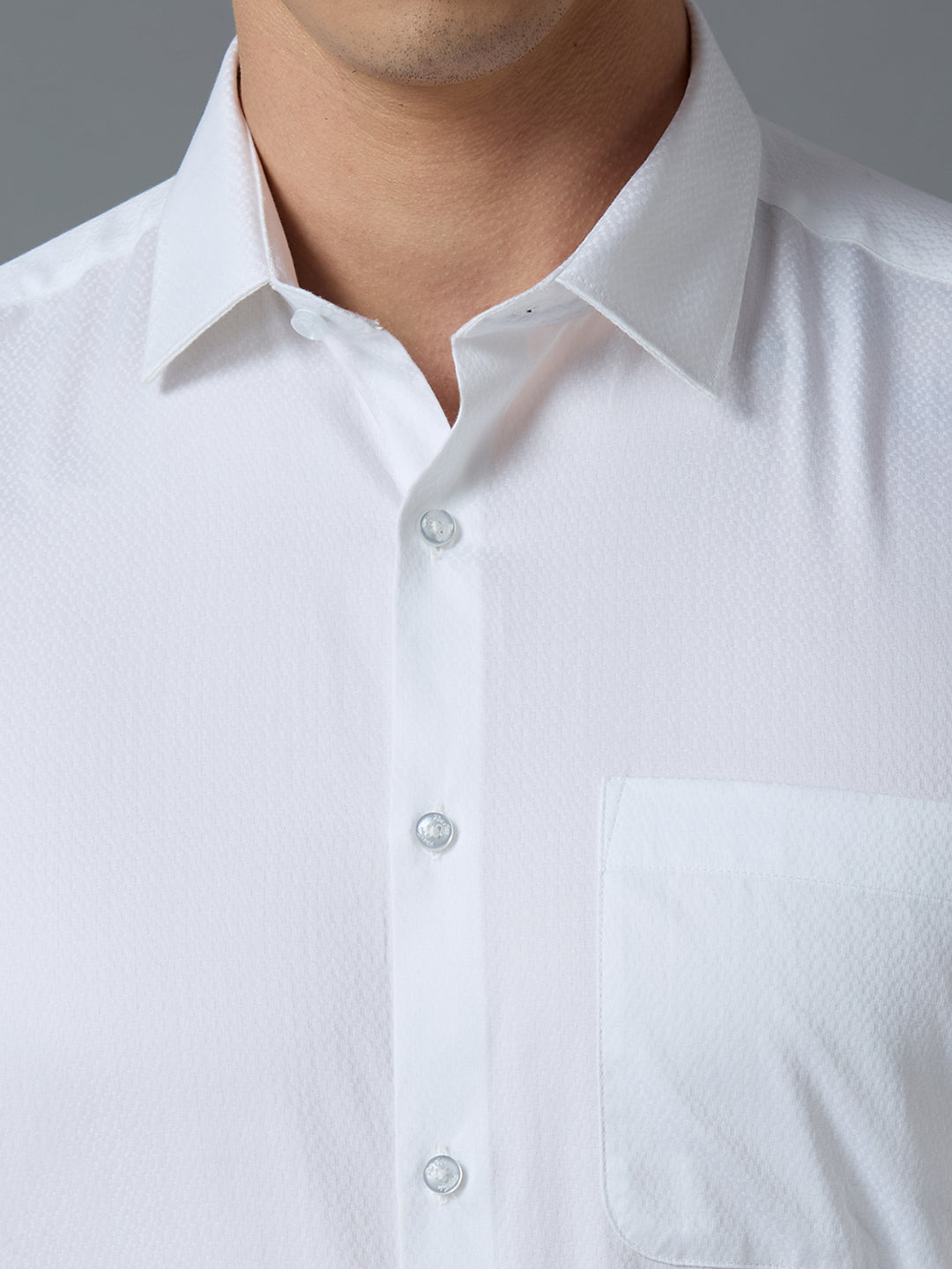Smart White Dobby Y/D 100% Cotton Slim Fit Fashion Formal Full Sleeve Shirt