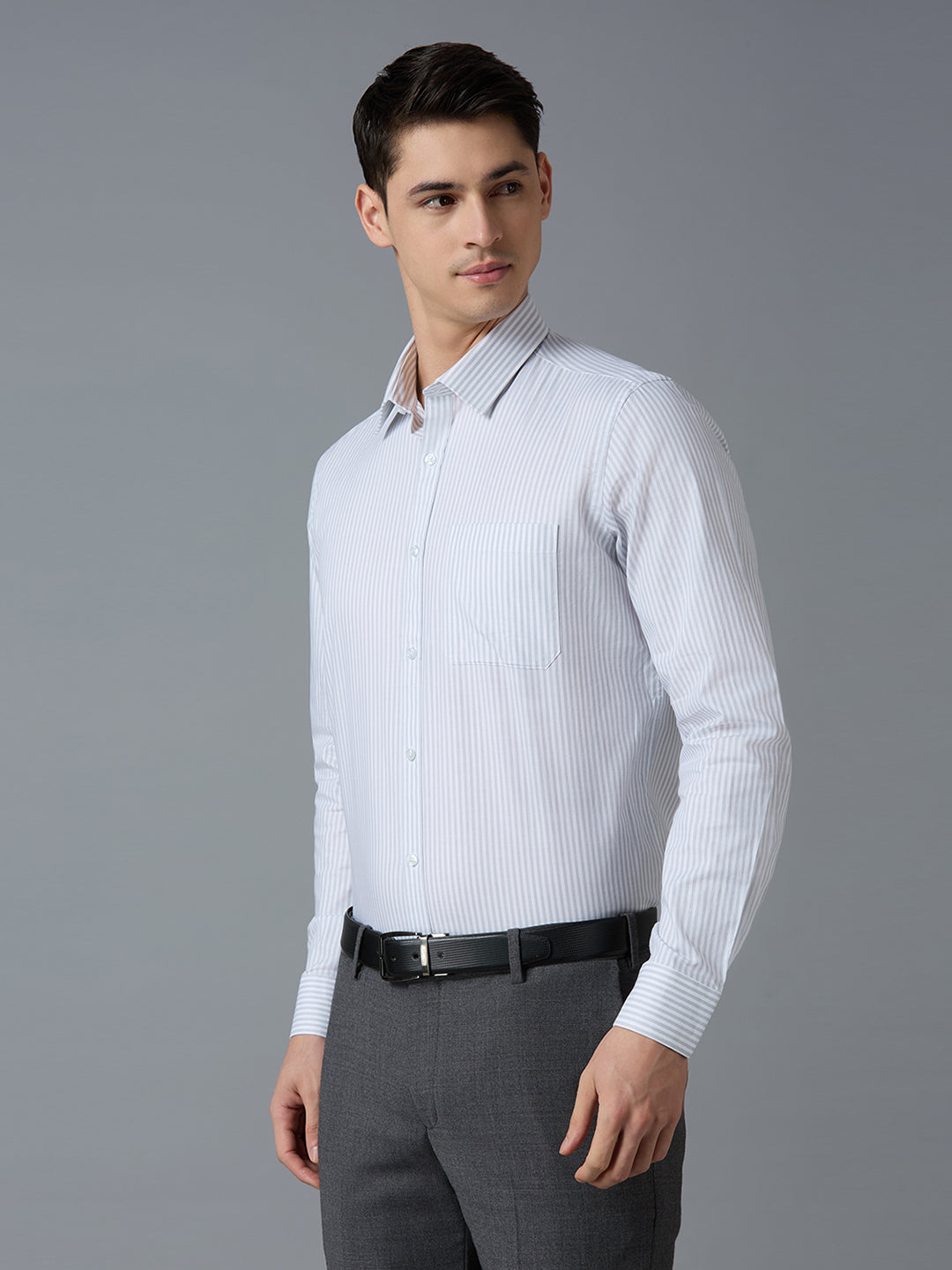 White Black 100% Cotton Striped Slim fit Formal Full Sleeve Shirts