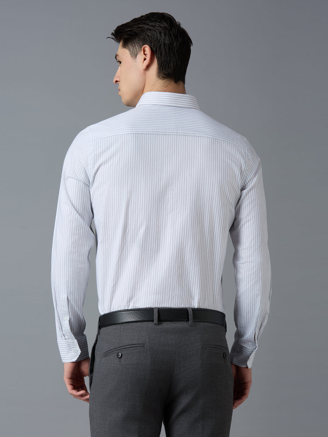 White Black 100% Cotton Striped Slim fit Formal Full Sleeve Shirts