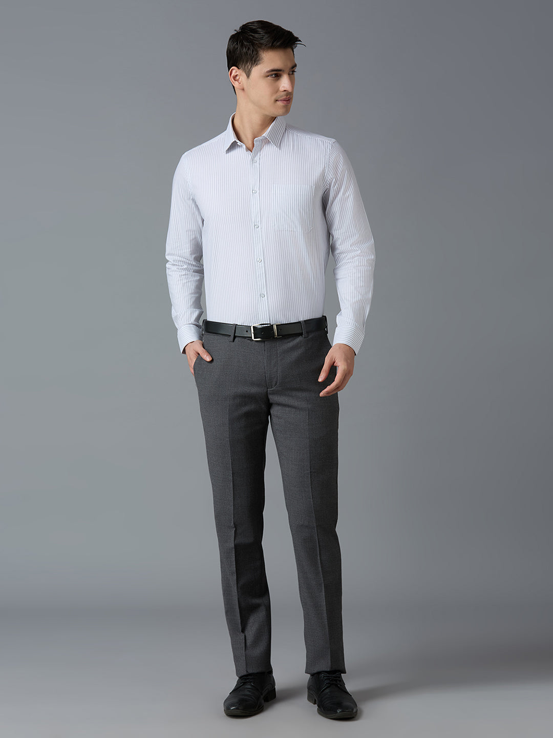 White Black 100% Cotton Striped Slim fit Formal Full Sleeve Shirts