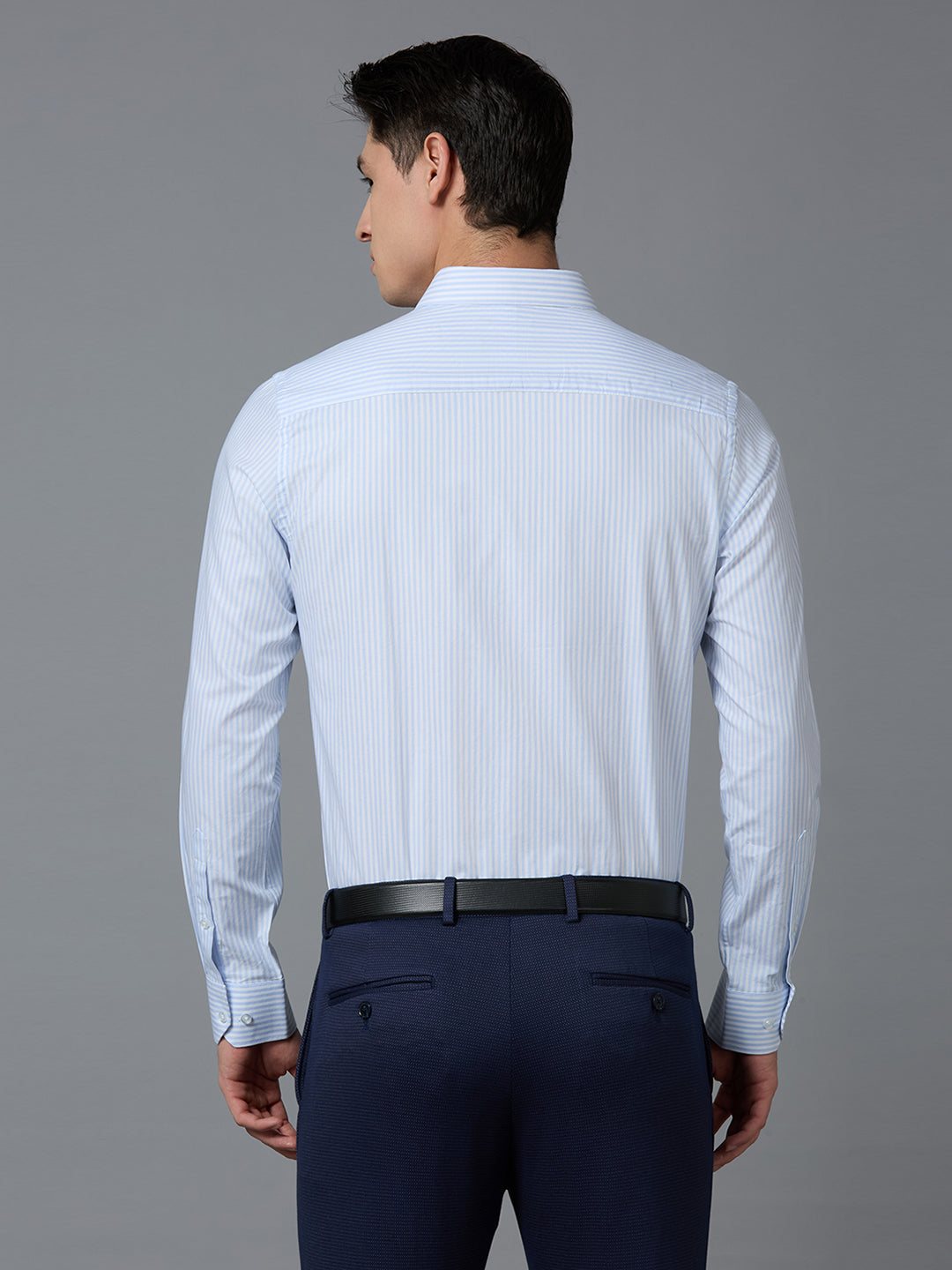 White Blue 100% Cotton Striped Slim fit Formal Full Sleeve Shirts