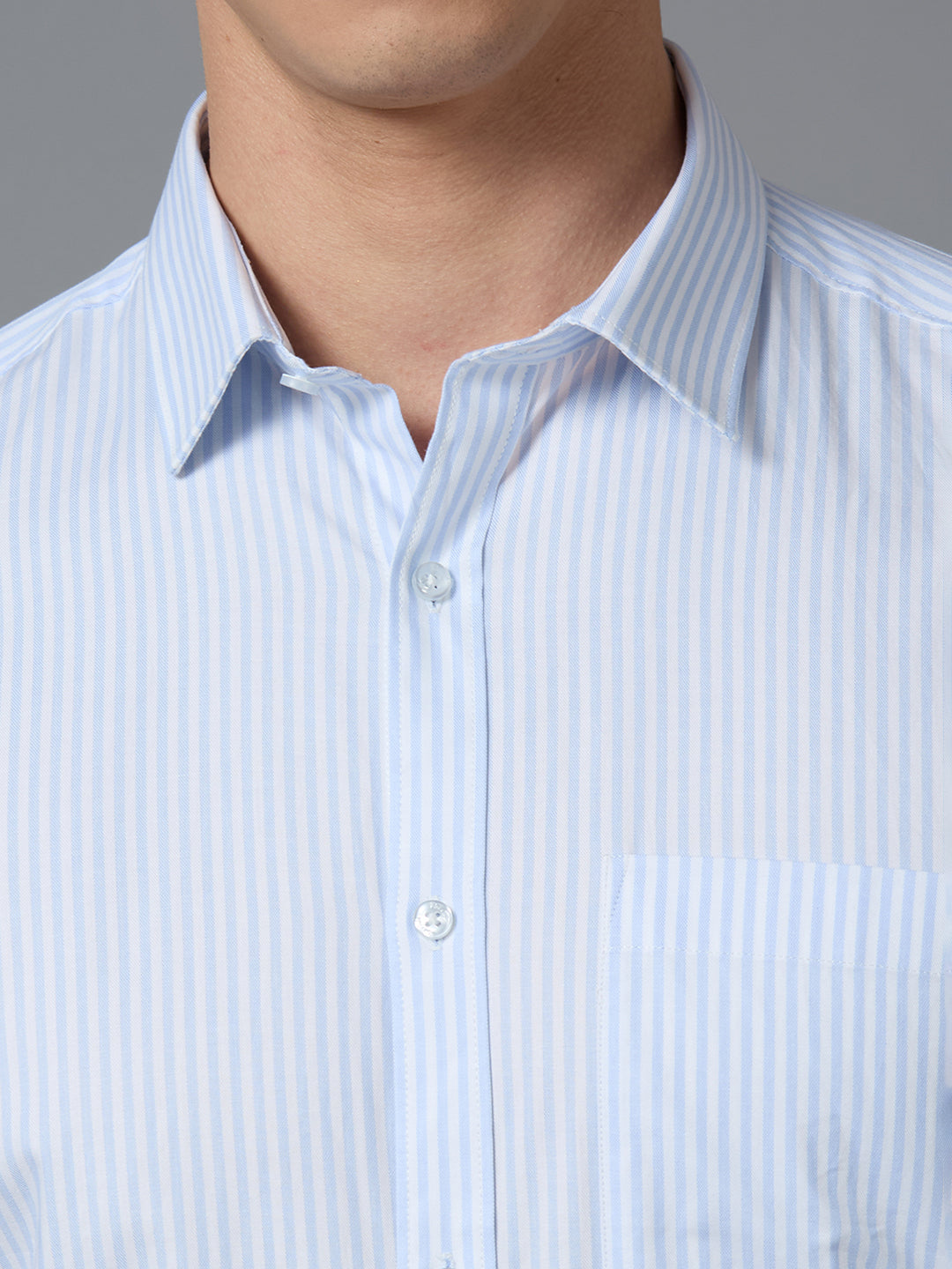 White Blue 100% Cotton Striped Slim fit Formal Full Sleeve Shirts