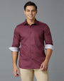 Maroon Solid 100% Cotton Slim Fit Celebrate Full Sleeve Shirt