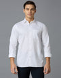 White Solid 100% Cotton Slim Fit Celebrate Full Sleeve Shirt