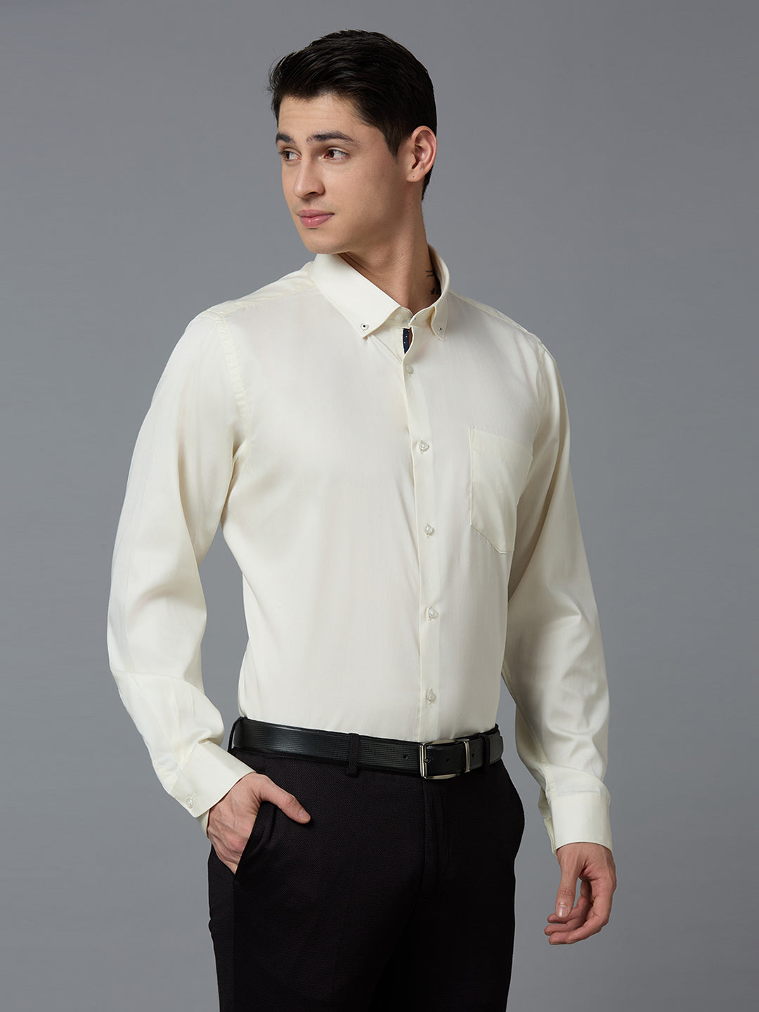 Fawn 100% Cotton Solid Slim fit Formal Full Sleeve Shirts