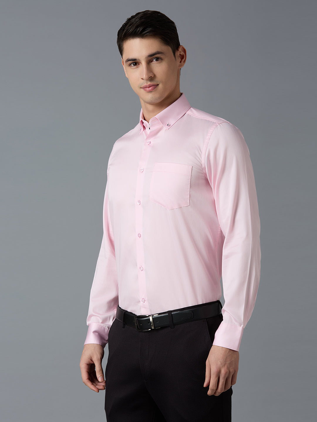 Pink 100% Cotton Solid Slim fit Formal Full Sleeve Shirts