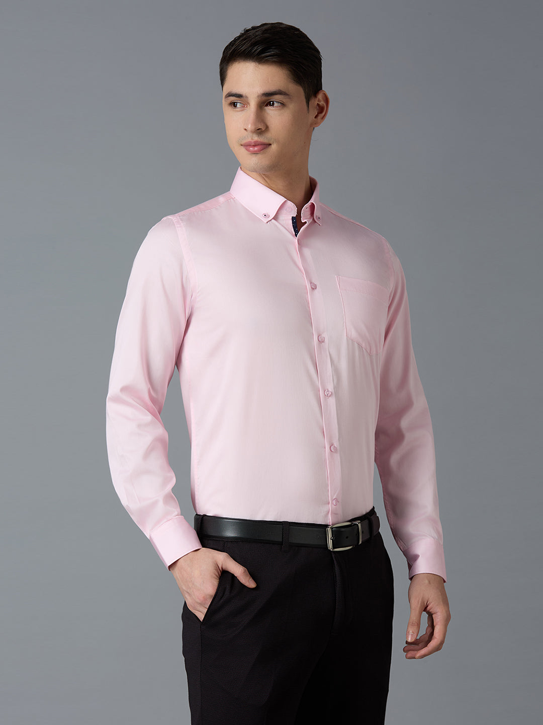 Pink 100% Cotton Solid Slim fit Formal Full Sleeve Shirts