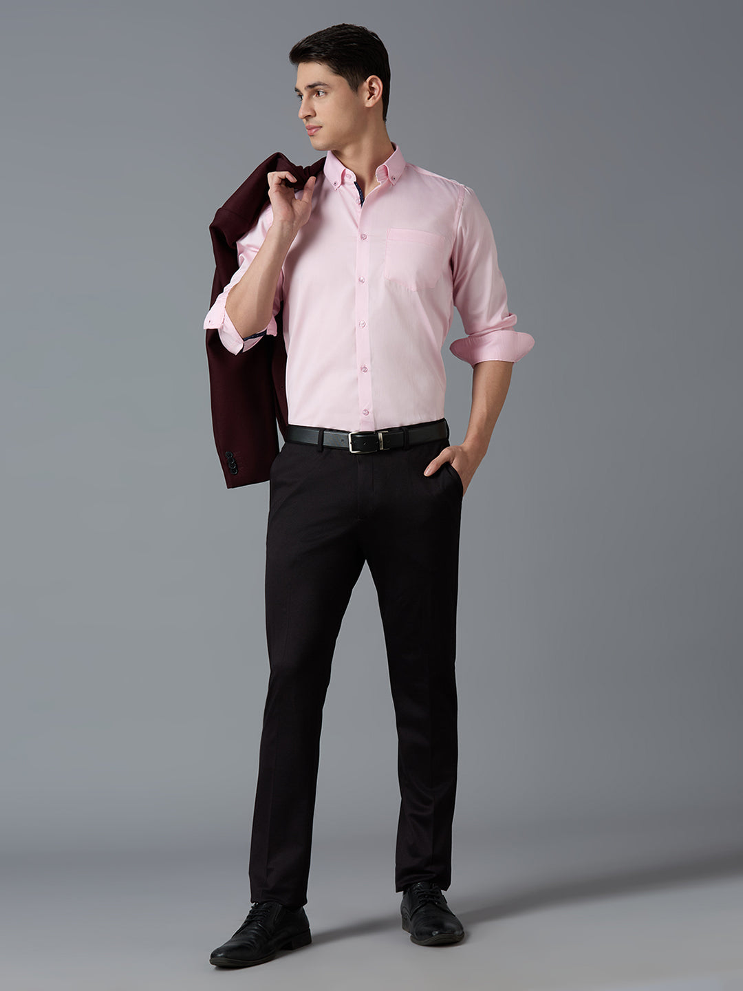 Pink 100% Cotton Solid Slim fit Formal Full Sleeve Shirts