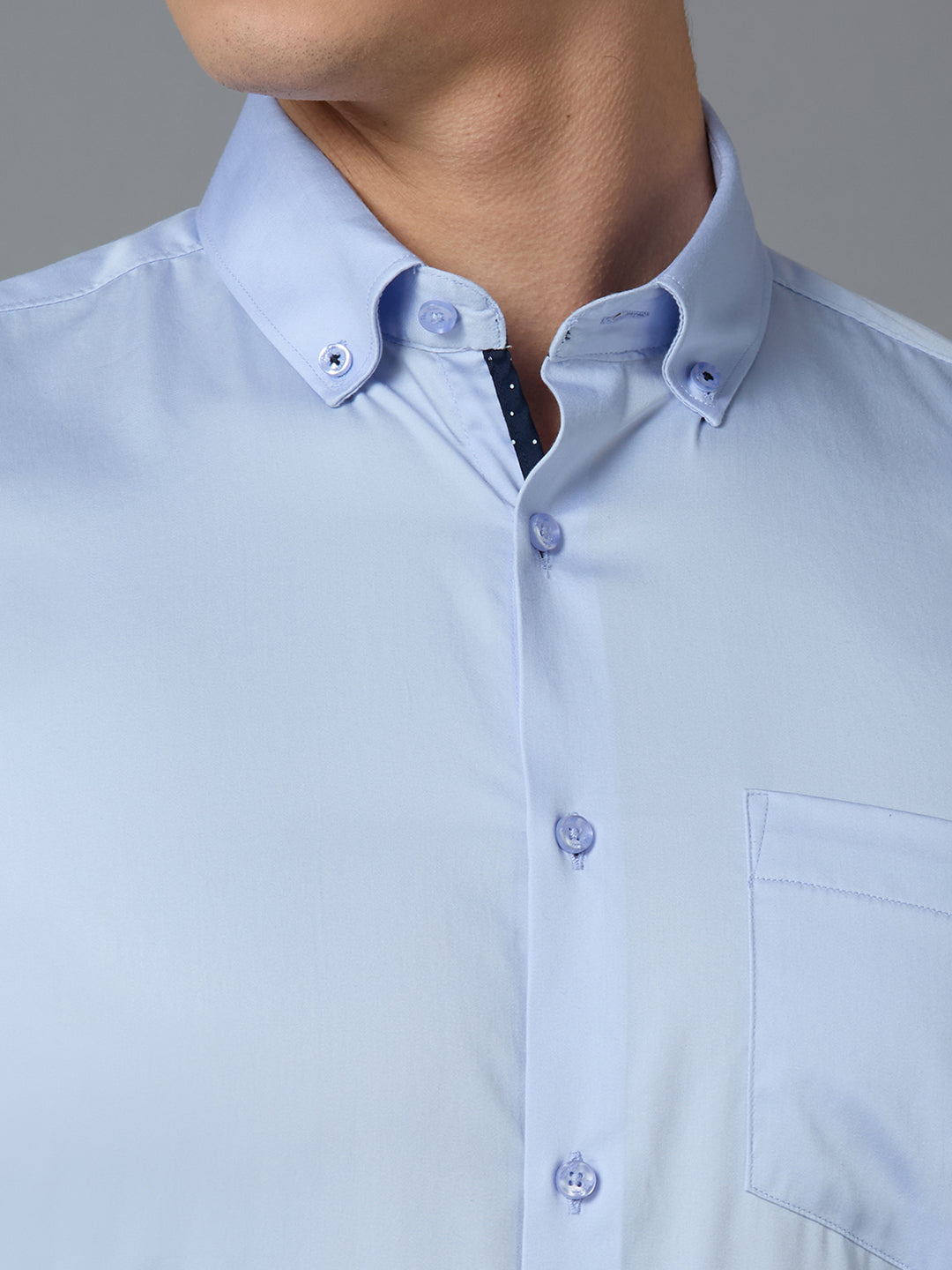 Sky Blue 100% Cotton Solid Slim fit Formal Full Sleeve Shirts