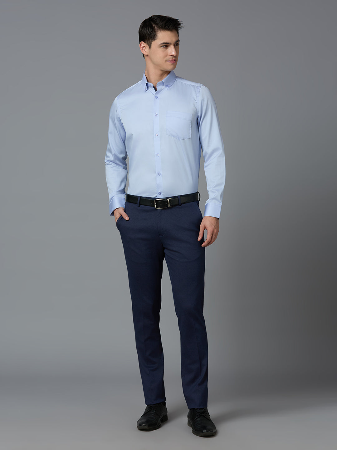 Sky Blue 100% Cotton Solid Slim fit Formal Full Sleeve Shirts