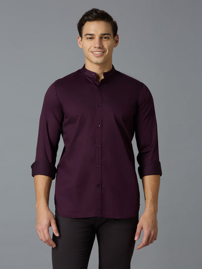 Maroon 100% Cotton Solid Slim fit Celebrate Full Sleeve Shirts