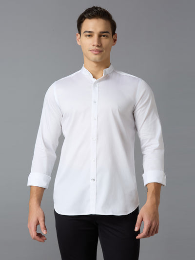 White 100% Cotton Solid Slim fit Celebrate Full Sleeve Shirts