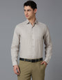 Beige 100% Cotton Plain Regular Fit Formal Full Sleeve Shirts