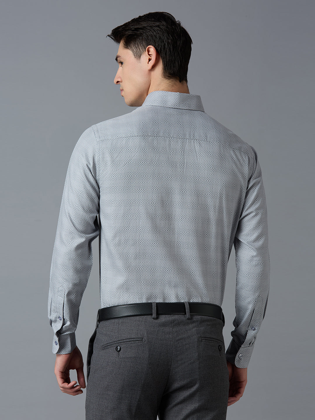 Grey 100% Cotton Plain Regular Fit Formal Full Sleeve Shirts