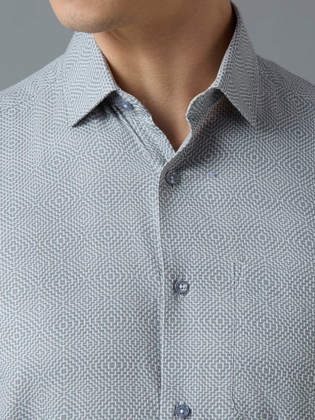 Grey 100% Cotton Plain Regular Fit Formal Full Sleeve Shirts