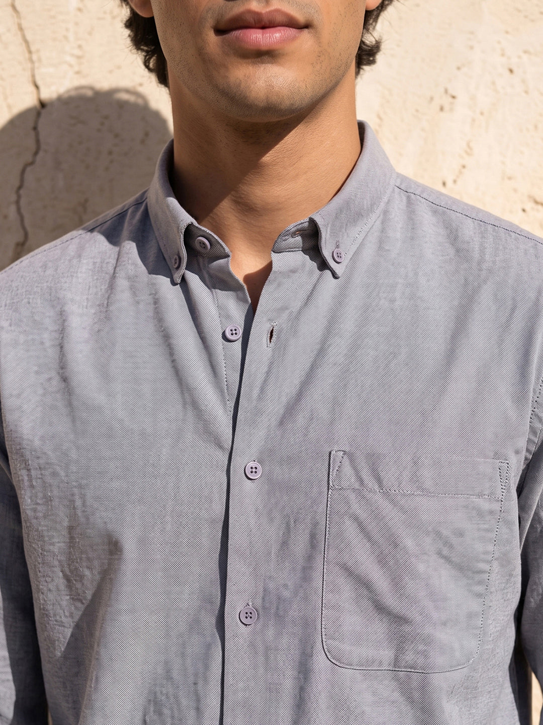 Men's Pure Cotton Oxford Regular Fit Full Sleeve Casual Shirt - Black
