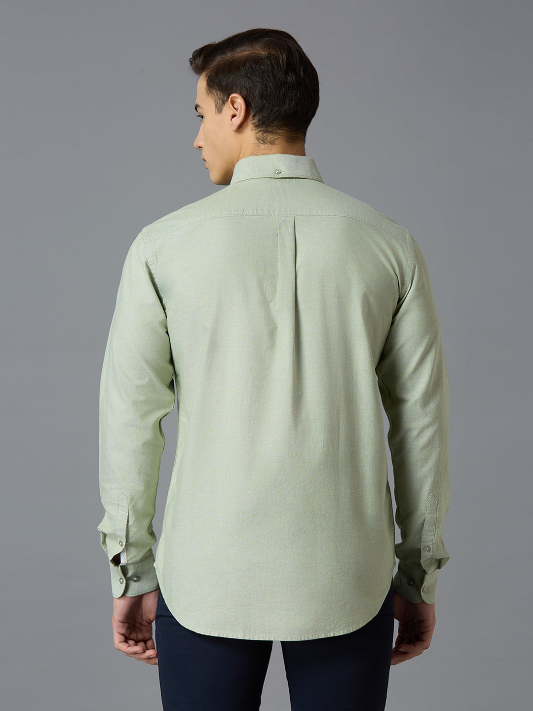 Green 100% Cotton Regular Smart Casual Full Sleeve Shirts