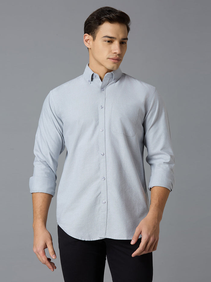 Men's Pure Cotton Oxford Oxford Regular Fit Full Sleeve Casual Shirt - Green