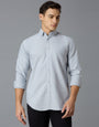 Grey 100% Cotton Self Design Regular Fit Smart Casual Full Sleeve Shirts