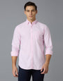 Pink 100% Cotton Self Design Regular Fit Smart Casual Full Sleeve Shirts