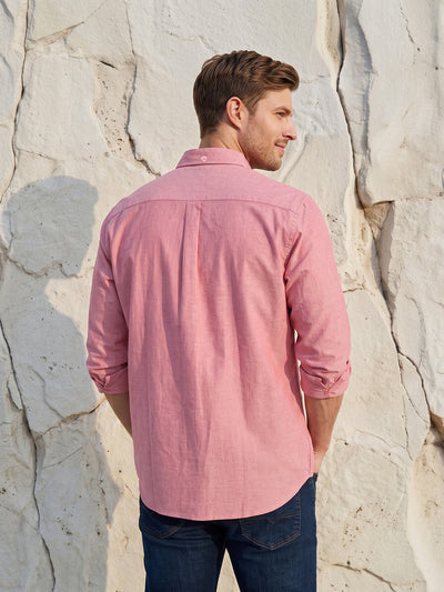 Men's Pure Cotton Oxford Regular Fit Full Sleeve Casual Shirt - Red