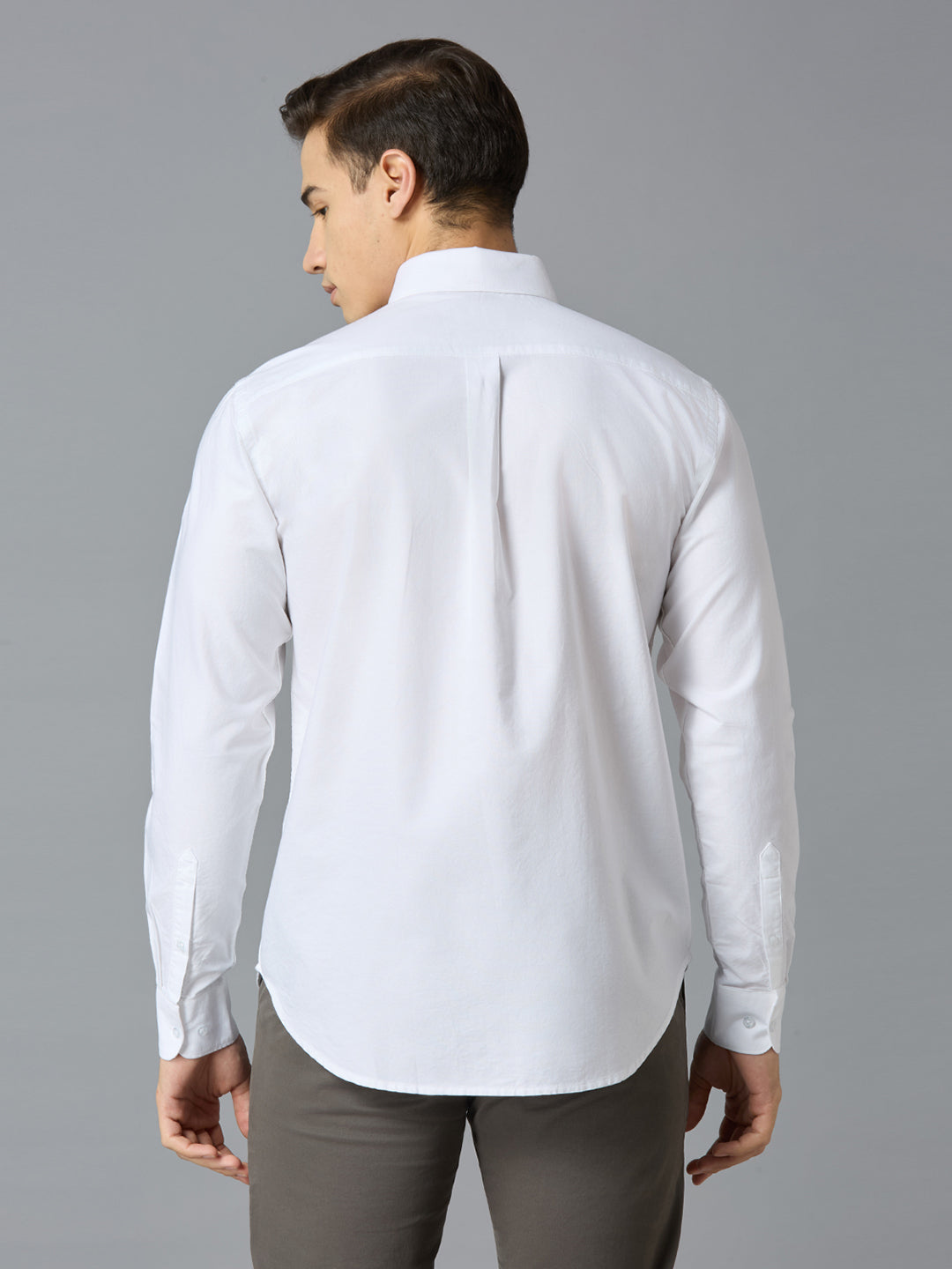 White 100% Cotton Self Design Regular Fit Smart Casual Full Sleeve Shirts