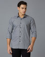 Black 67% Cotton 28% Nylon 5% Spandex Checks Slim Fit Smart Casual Full Sleeves Shirts