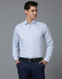 Blue 100% Cotton Printed Regular Fit Formal Full Sleeve Shirts