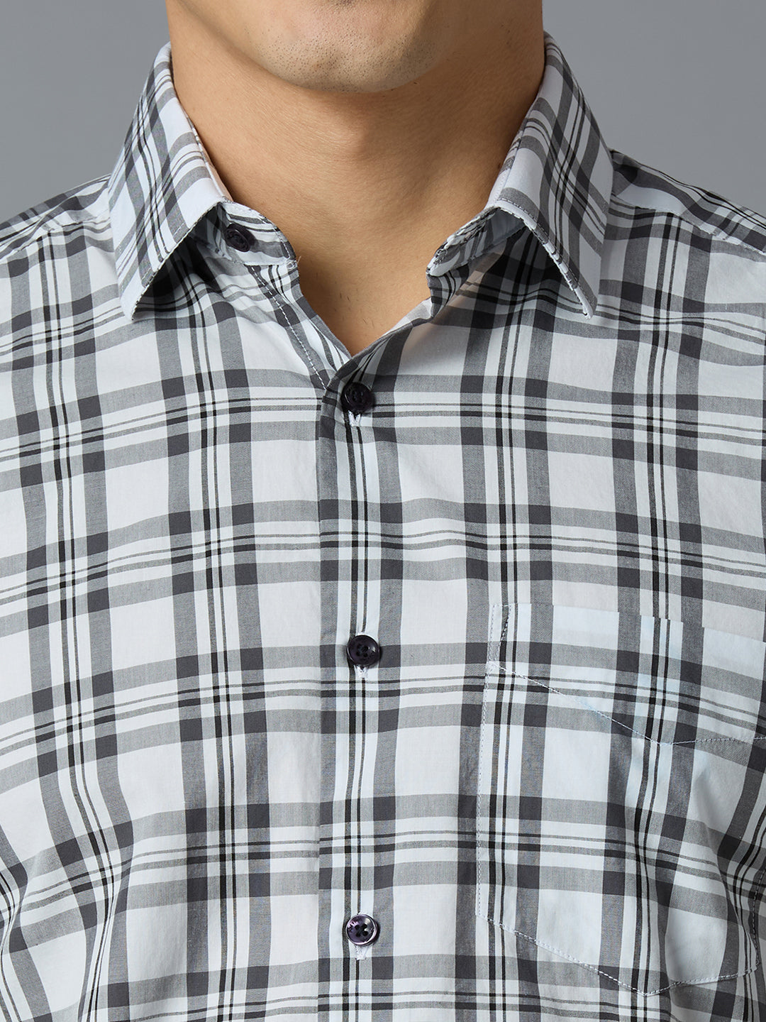 Black-White 100% Cotton Checks Regular Fit Smart Casual Full Sleeves Shirts